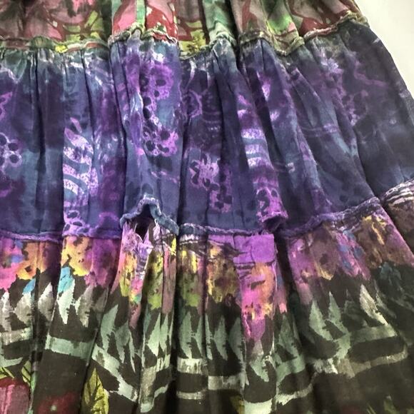 Kaaku Womens Vintage 90s Boho Festival Midi Dress Size M Purple Green Tie Dye - Picture 12 of 12